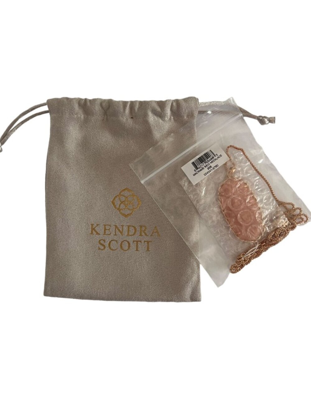 NWT Kendra Scott Macramé Reid Statement Necklace in Blush Wood 14k Rose Gold - Picture 6 of 15